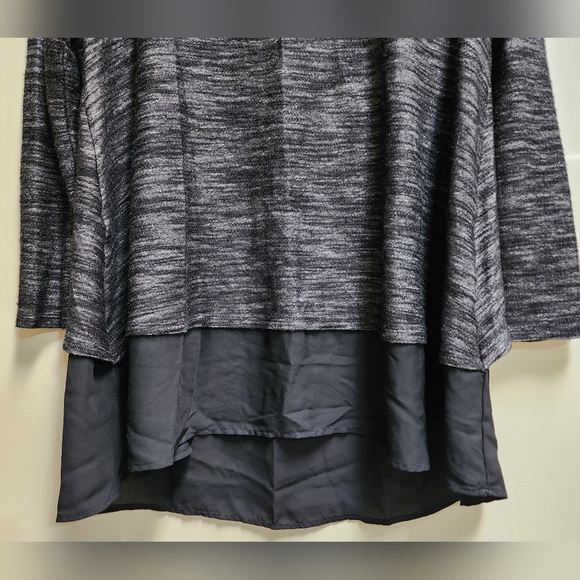 Pink Blush Marled Gray and Black Chiffon Flowy Tunic Top Size L - Picture 3 of 6